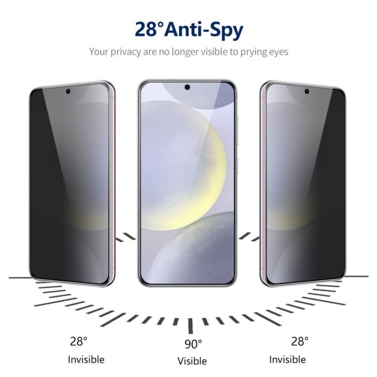 Защитное стекло HAT PRINCE Anti-Spy для Samsung Galaxy S24 (S921) - Black: фото 5 из 8