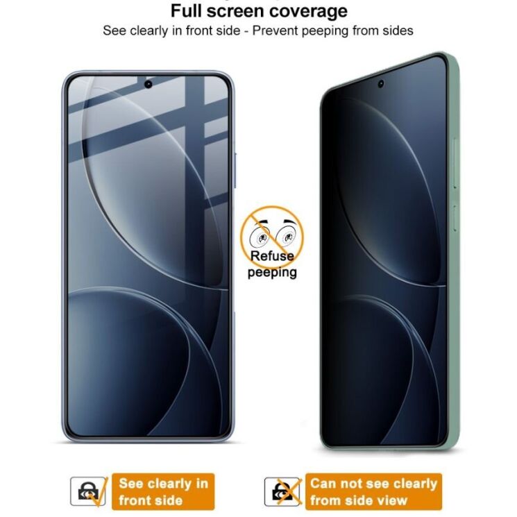 Защитное стекло IMAK Privacy 9H Protect для Xiaomi Poco F7 Pro / Poco F7 Ultra - Black: фото 8 из 12