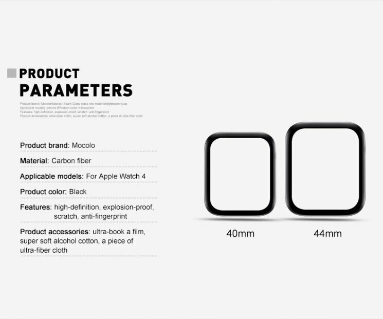 Захисне скло MOCOLO 3D Soft Carbon для Apple Watch 40 mm - Black: фото 5 з 11