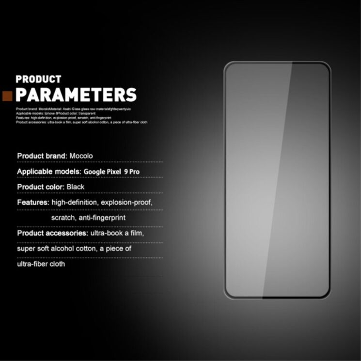 Защитное стекло MOCOLO Full Glue Cover для Google Pixel 9 Pro XL - Black: фото 6 из 8