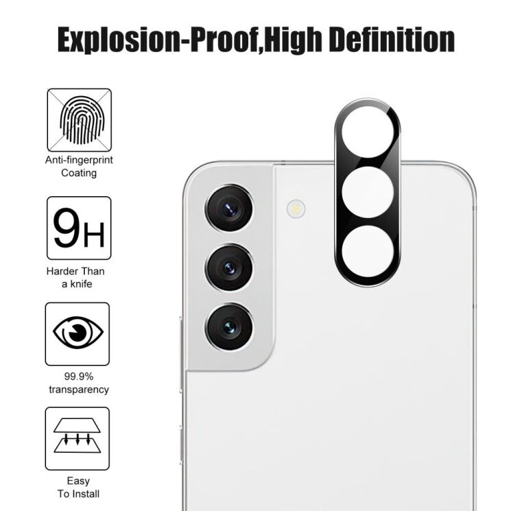 Защитное стекло на заднюю камеру Deexe Black Camera Lens для Samsung Galaxy S23 Plus - Black: фото 3 из 3