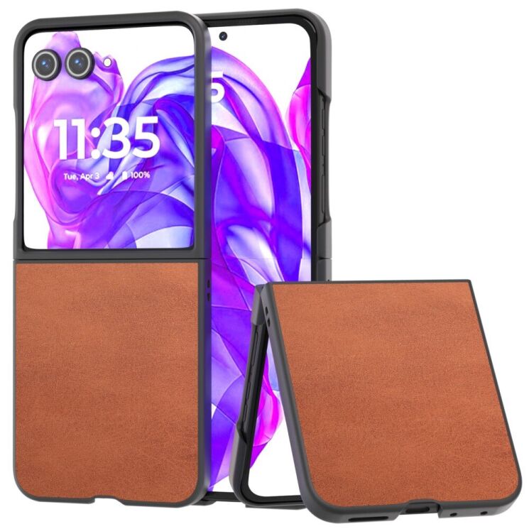 Защитный чехол ABEEL Texture Case для Motorola Razr 50 Ultra - Brown: фото 1 из 6