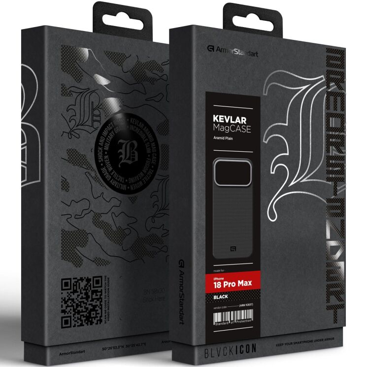 Защитный чехол ArmorStandart BlackIcon Aramid Plain MagCase (FP) для iPhone 18 Pro Max - Black: фото 3 из 10