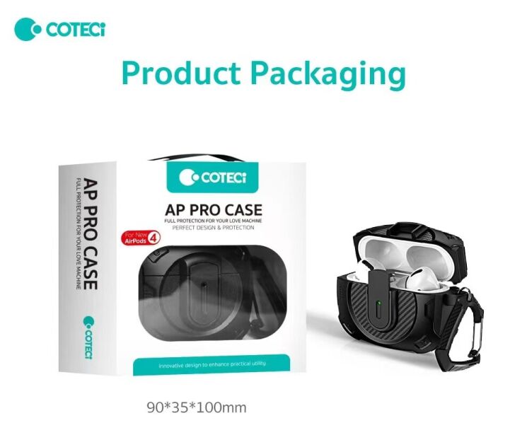 Захисний чохол COTECI Armor Case для AirPods 4 - Black: фото 7 з 7