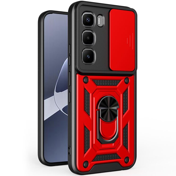 Чохол із захистом камери Deexe Armor Shield для Infinix Hot 60 Pro - Red: фото 1 з 10