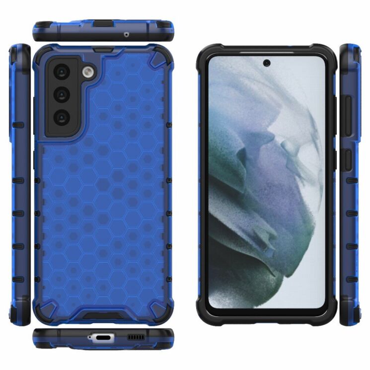Защитный чехол Deexe Honeycomb Series для Samsung Galaxy S21 FE (G990) - Blue: фото 2 из 6