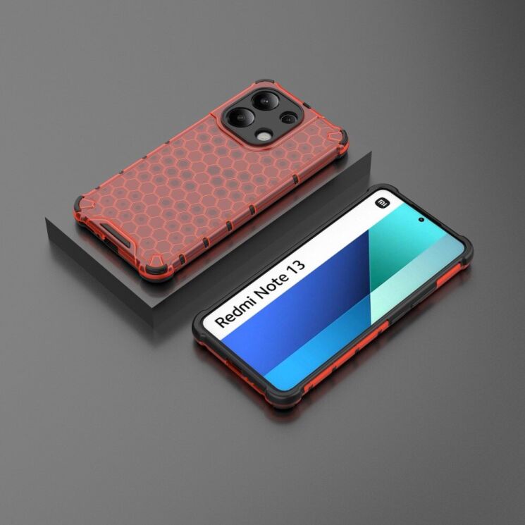 Защитный чехол Deexe Honeycomb Series для Xiaomi Redmi Note 13 - Red: фото 3 из 5