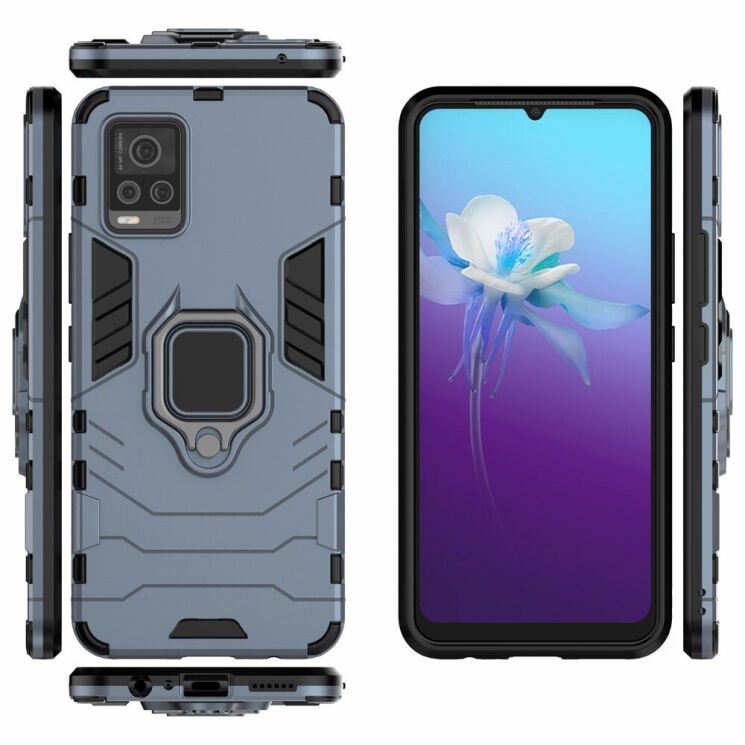 Чехол с подставкой Deexe Hybrid Case для VIVO V20 - Blue: фото 3 из 7