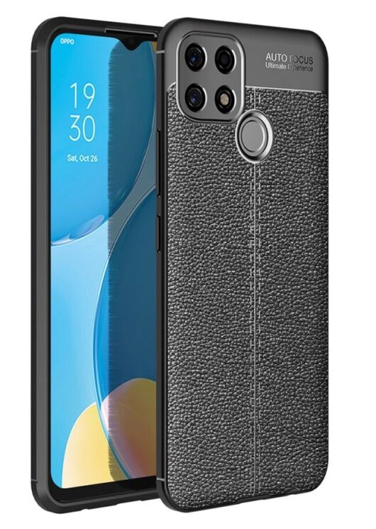Защитный чехол Deexe Leather Cover для Oppo A15 / A15s - Black: фото 1 из 17