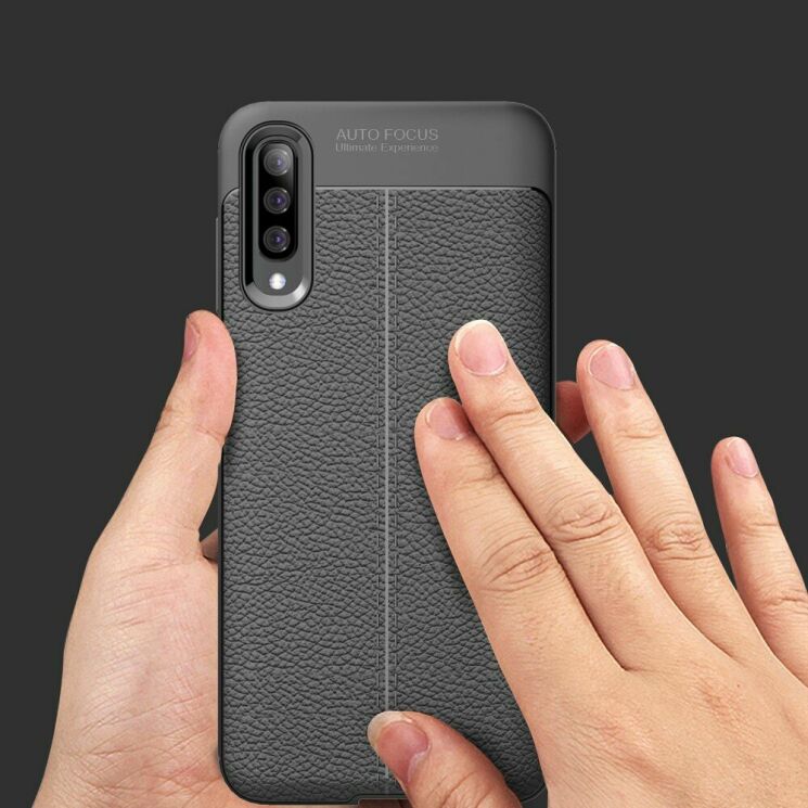 Защитный чехол Deexe Leather Cover для Samsung Galaxy A70 (A705) - Dark Blue: фото 10 из 12