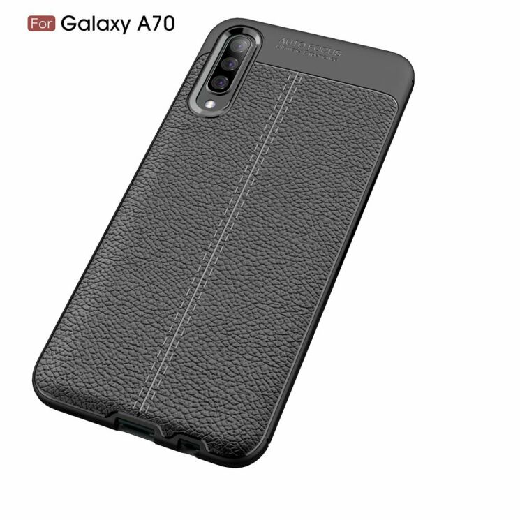 Защитный чехол Deexe Leather Cover для Samsung Galaxy A70 (A705) - Black: фото 2 из 18