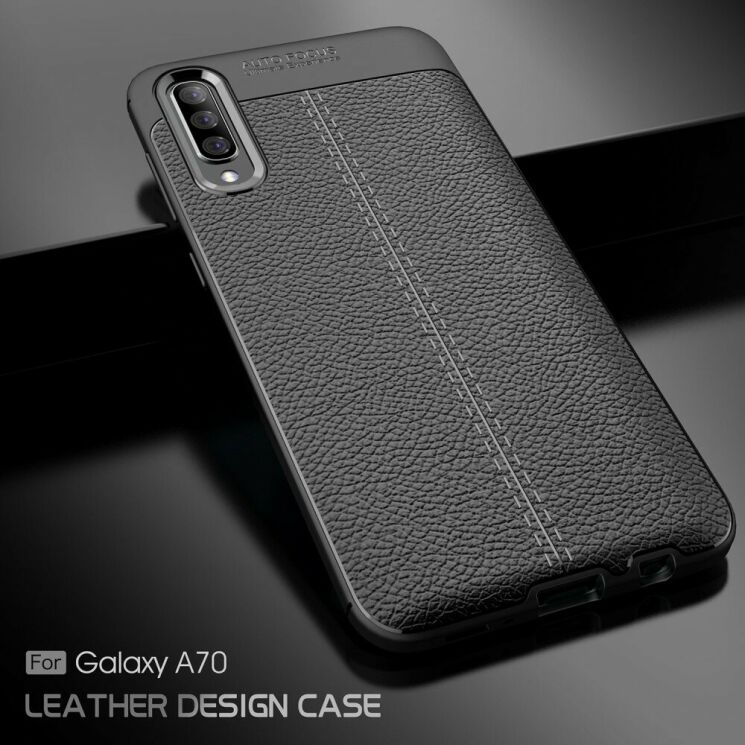 Защитный чехол Deexe Leather Cover для Samsung Galaxy A70 (A705) - Dark Blue: фото 3 из 12