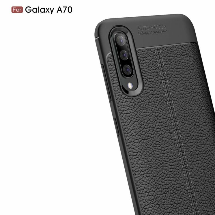 Защитный чехол Deexe Leather Cover для Samsung Galaxy A70 (A705) - Black: фото 4 из 18