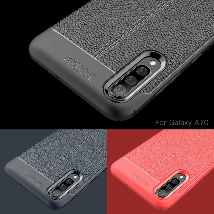 Защитный чехол Deexe Leather Cover для Samsung Galaxy A70 (A705) - Dark Blue: фото 12 из 12
