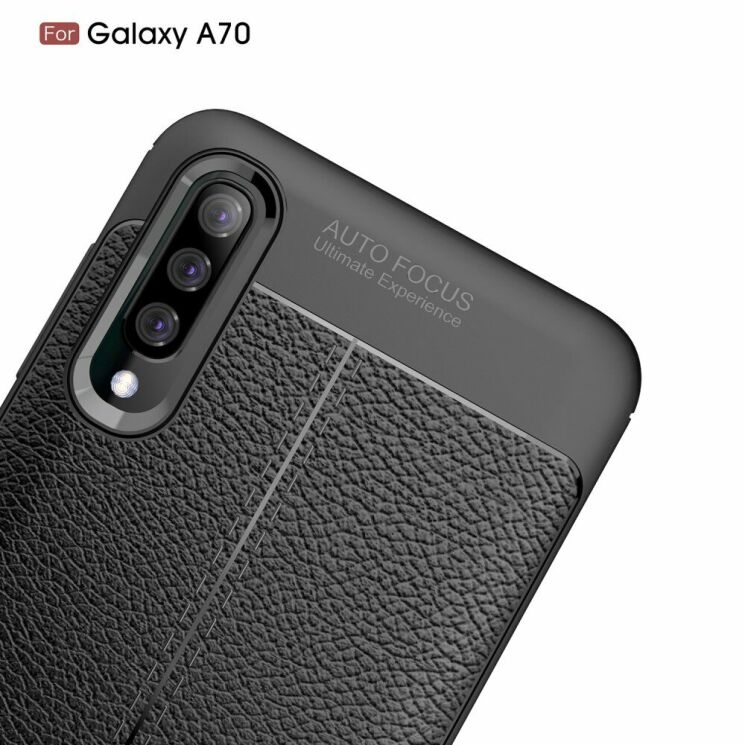 Защитный чехол Deexe Leather Cover для Samsung Galaxy A70 (A705) - Black: фото 6 из 18
