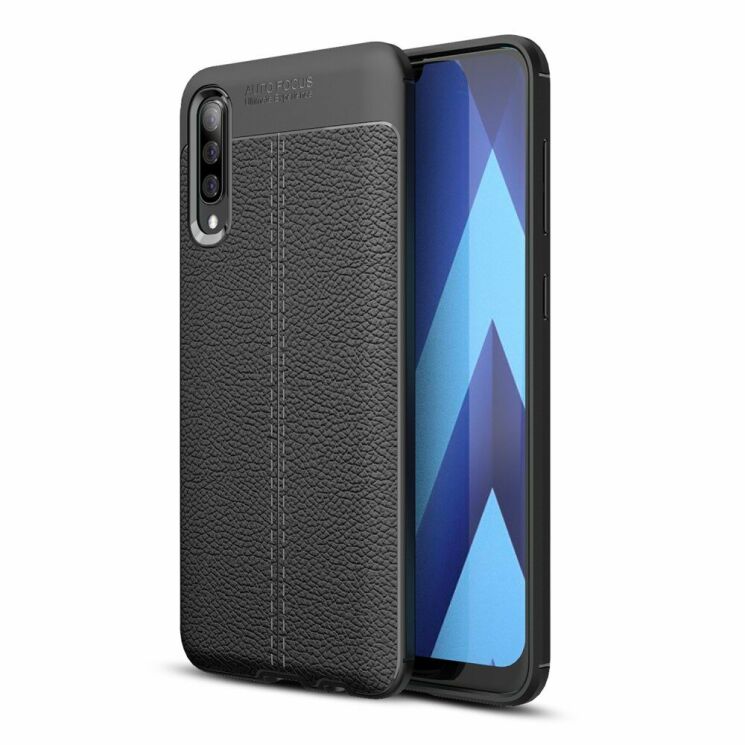 Защитный чехол Deexe Leather Cover для Samsung Galaxy A70 (A705) - Black: фото 1 из 18