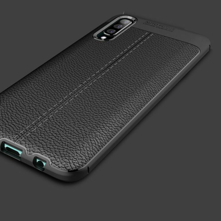 Защитный чехол Deexe Leather Cover для Samsung Galaxy A70 (A705) - Dark Blue: фото 7 из 12