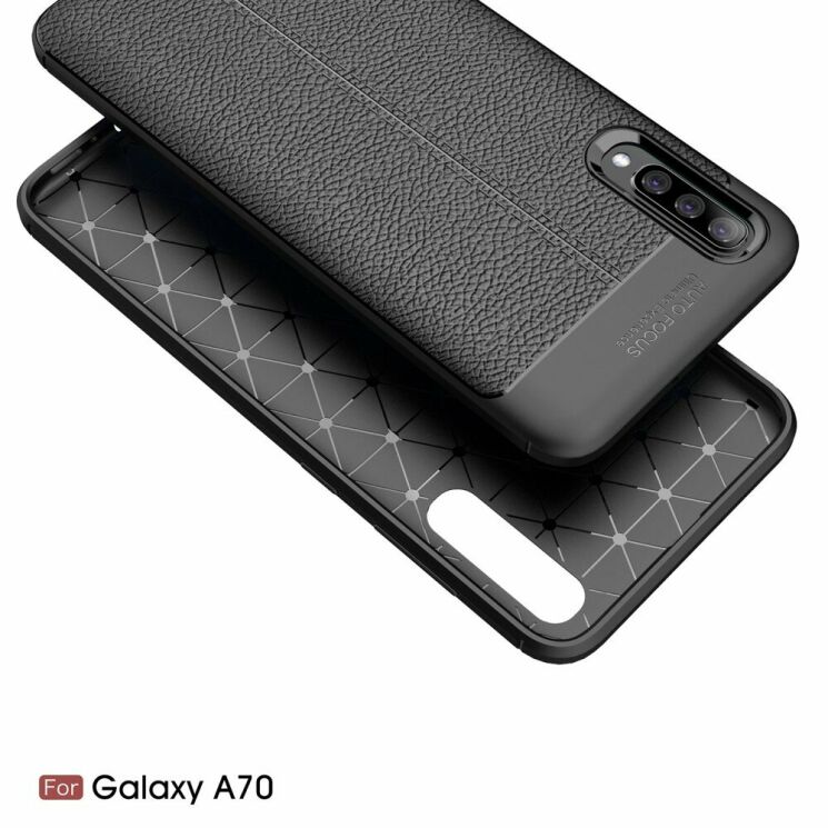 Защитный чехол Deexe Leather Cover для Samsung Galaxy A70 (A705) - Black: фото 3 из 18