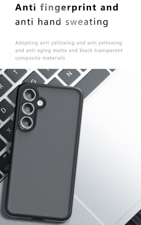 Защитный чехол Deexe Matte Skin для Samsung Galaxy S24 FE (S721) - Transparent / Black: фото 11 из 12