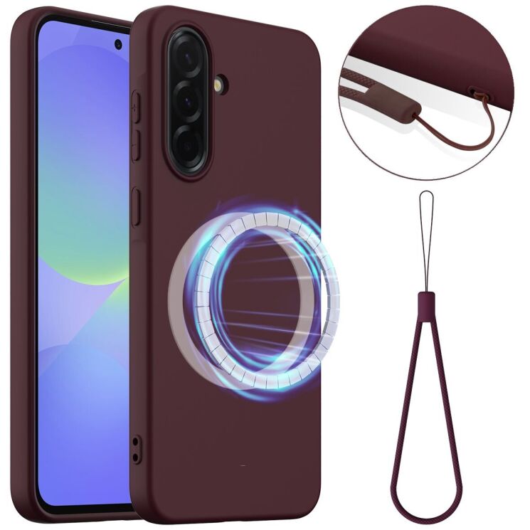 Защитный чехол Deexe Silicone Case with MagSafe для Samsung Galaxy A36 (A366) / A56 (A566) - Wine Red: фото 1 из 8
