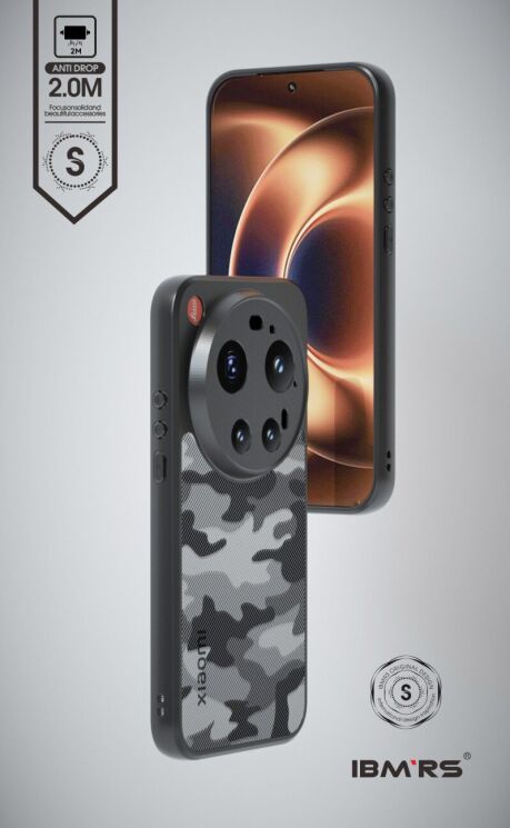 Захисний чохол IBMRS Military для Xiaomi 17 Ultra - Grid Camouflage: фото 2 з 7