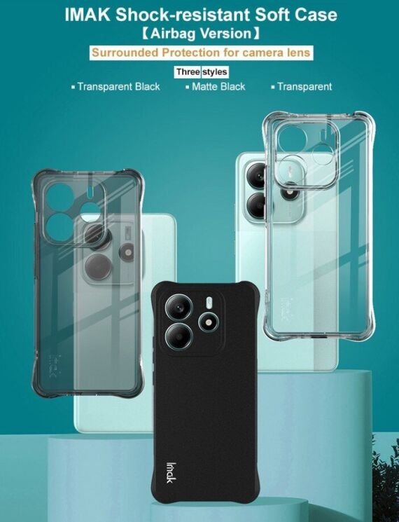 Защитный чехол IMAK Airbag MAX Case для Xiaomi Redmi Note 14 5G - Matte Black: фото 5 из 8