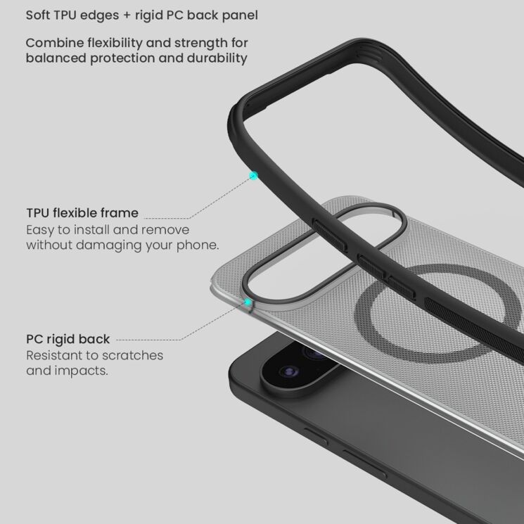 Захисний чохол NILLKIN Super Frosted Shield Pro Magnetic для Google Pixel 11 Pro - Transparent Black: фото 10 з 13