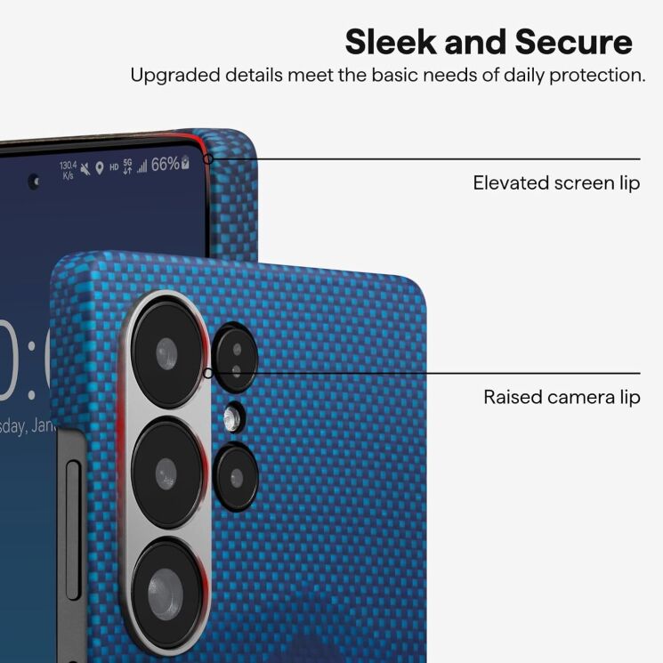 Защитный чехол Pitaka Tactile Woven Case StarPeak для Samsung Galaxy S25 Ultra (S938) KS2505U - Milky Way Galaxy: фото 6 из 9