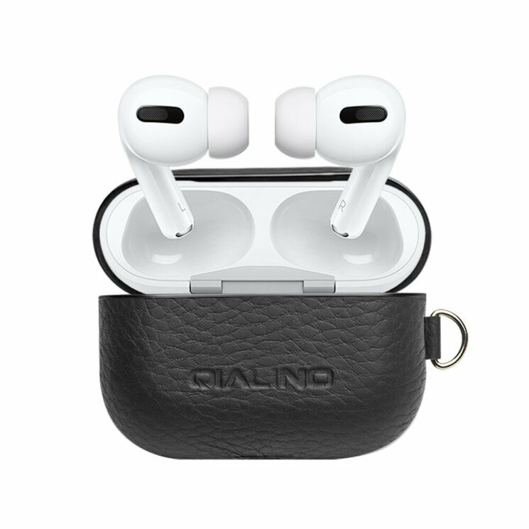 Защитный чехол QIALINO Leather Style для Apple AirPods Pro - Black: фото 5 из 16
