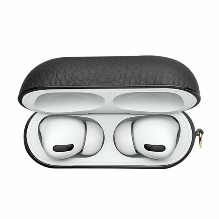 Защитный чехол QIALINO Leather Style для Apple AirPods Pro - Black: фото 4 из 16