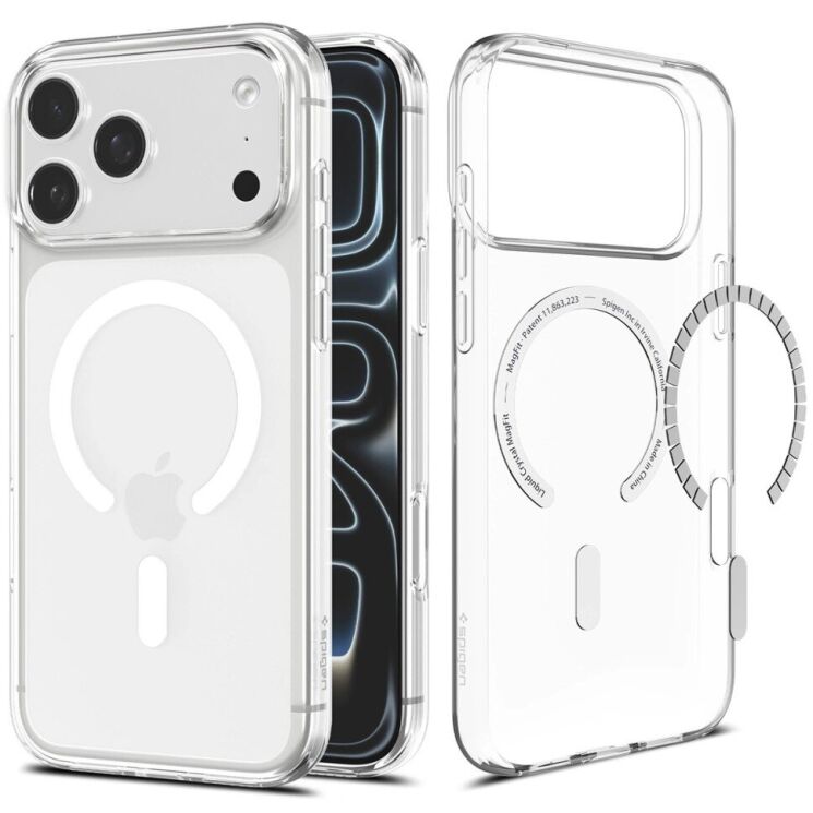 Защитный чехол Spigen Liquid Crystal (MagFit) для iPhone 18 Pro (ACS12180) - Clear / White: фото 2 из 11