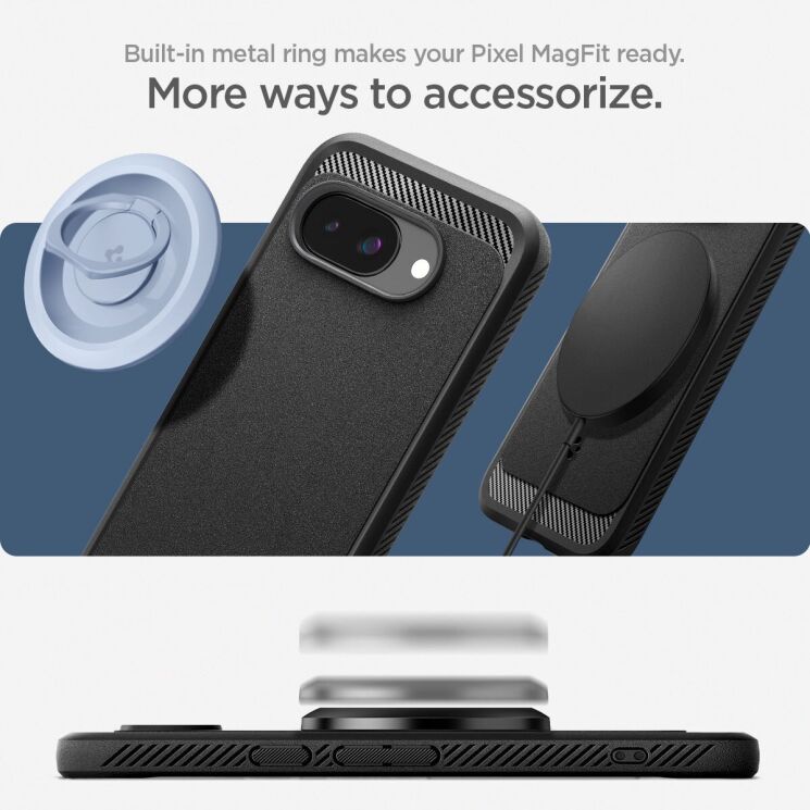 Захисний чохол Spigen (SGP) Rugged Armor (MagFit) для Google Pixel 9a (ACS09041) - Black: фото 17 з 20