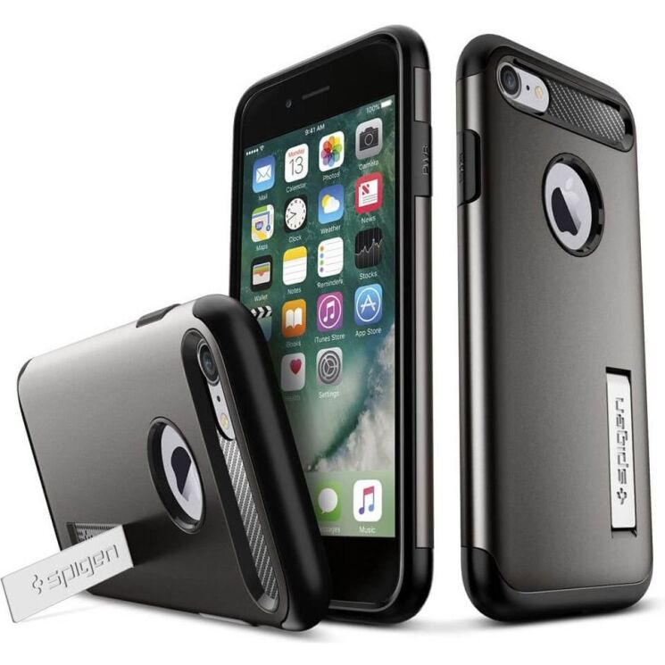 Защитный чехол Spigen (SGP) Slim Armor (V2) для Apple iPhone SE 2 (2020) / iPhone 8 / iPhone 7 (042CS20301) - Gunmetal: фото 2 из 15