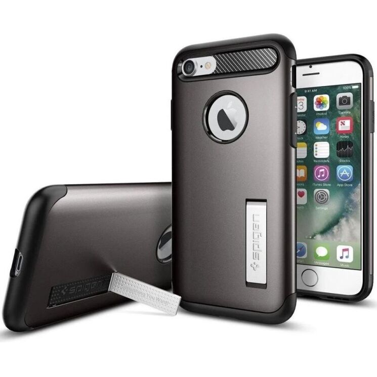 Защитный чехол Spigen (SGP) Slim Armor (V2) для Apple iPhone SE 2 (2020) / iPhone 8 / iPhone 7 (042CS20301) - Gunmetal: фото 1 из 15