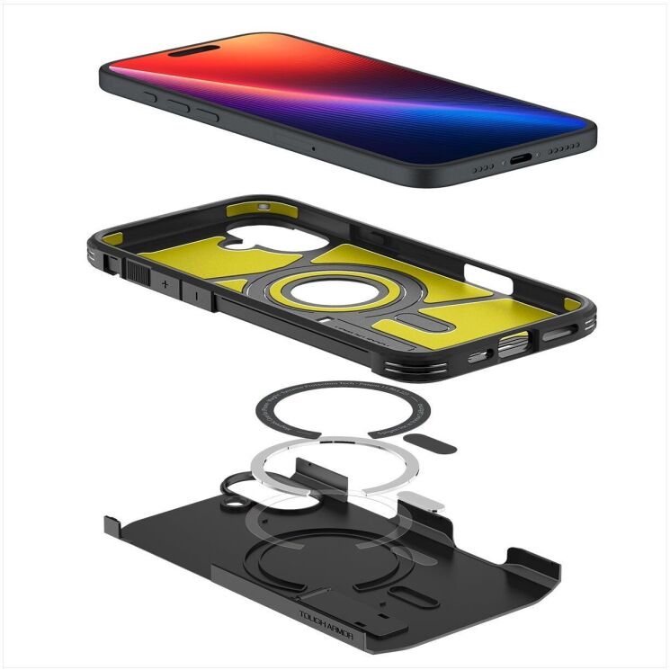 Защитный чехол Spigen (SGP) Tough Armor (MagFit) для Apple iPhone 16 Plus - Black: фото 6 из 16