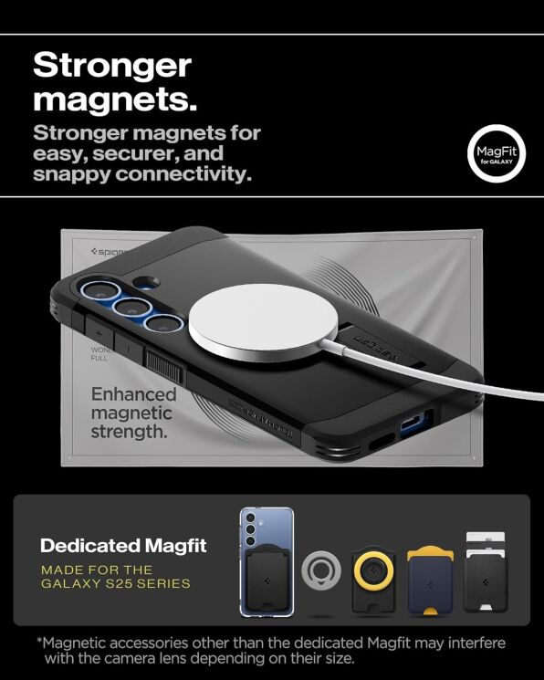 Защитный чехол Spigen (SGP) Tough Armor (MagFit) для Samsung Galaxy S25 (S931) ACS09009 - Gunmetal: фото 16 из 17