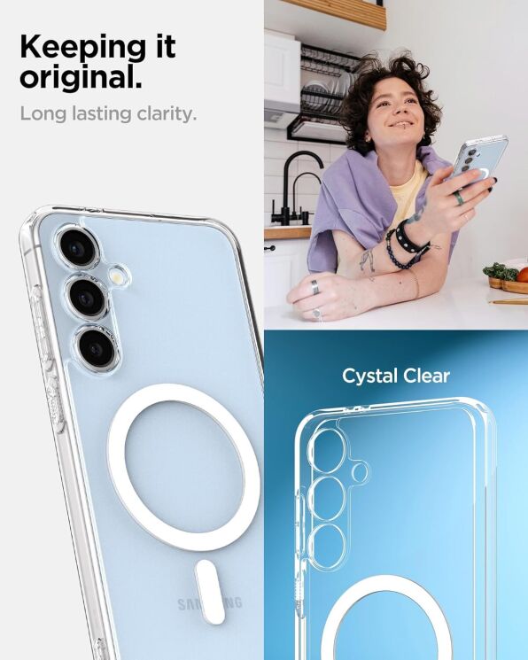 Захисний чохол Spigen (SGP) Ultra Hybrid Metal Ring (MagFit) для Samsung Galaxy S24 FE (S721) - White: фото 15 з 16