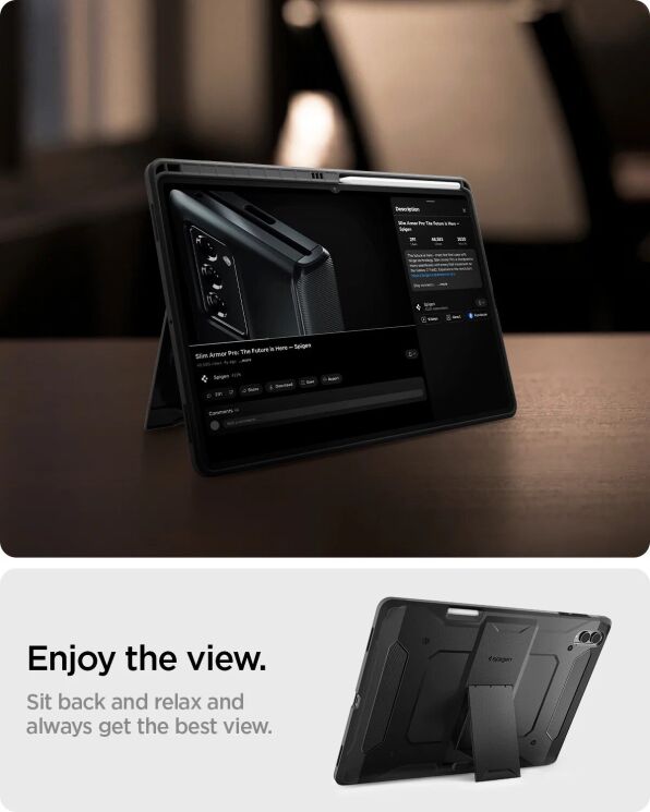 Захисний чохол Spigen Tough Armor Pro для Samsung Galaxy Tab S11 Ultra (X930/X936) ACS10218 - Black: фото 14 з 16