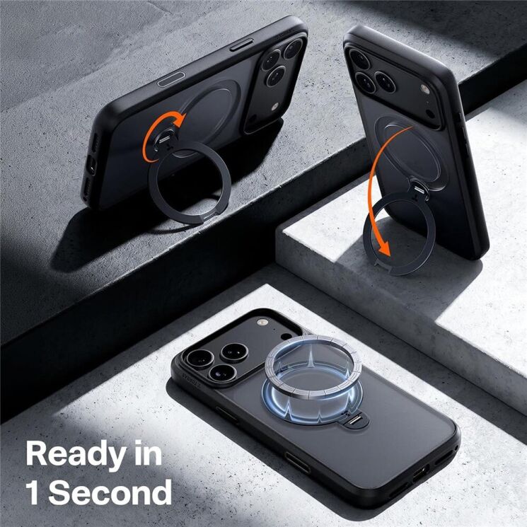 Защитный чехол TORRAS Ostand Q3 Spin (with MagSafe) для Apple iPhone 18 Pro Max - Black: фото 4 из 9