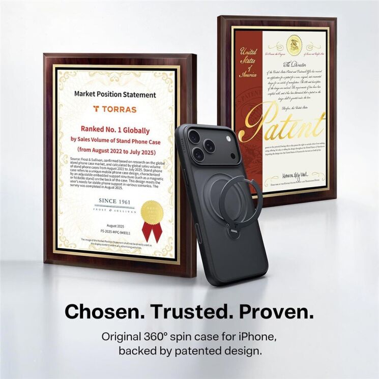 Защитный чехол TORRAS Ostand Q3 Spin (with MagSafe) для Apple iPhone 18 Pro Max - Black: фото 9 из 9