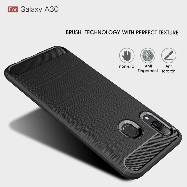 Захисний чохол UniCase Carbon для Samsung Galaxy A30 (A305) / A20 (A205) - Blue: фото 5 з 10