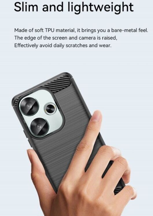 Защитный чехол UniCase Carbon для Xiaomi Poco F6 - Black: фото 10 из 11