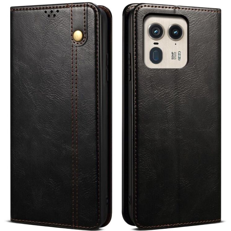 Защитный чехол UniCase Leather Wallet для Motorola Edge 50 Ultra - Black: фото 1 из 6