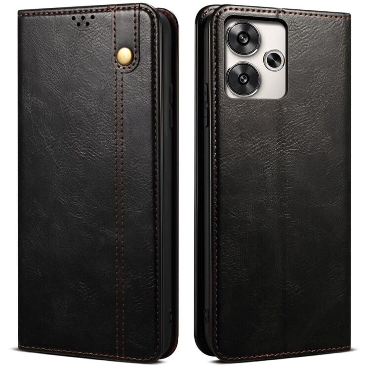 Защитный чехол UniCase Leather Wallet для Xiaomi Poco F6 - Black: фото 1 из 6
