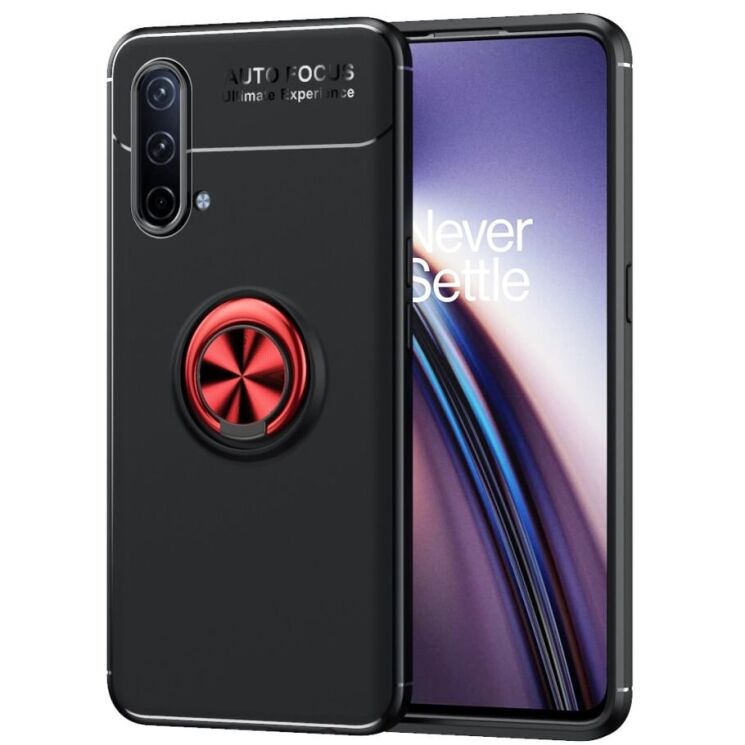 Защитный чехол UniCase Magnetic Ring для OnePlus Nord CE - Black / Red: фото 1 из 12