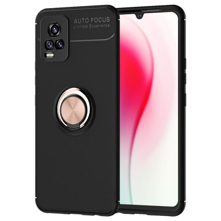 Чехол с магнитным кольцом UniCase Magnetic Ring для VIVO V20 - Black / Gold: фото 1 из 13