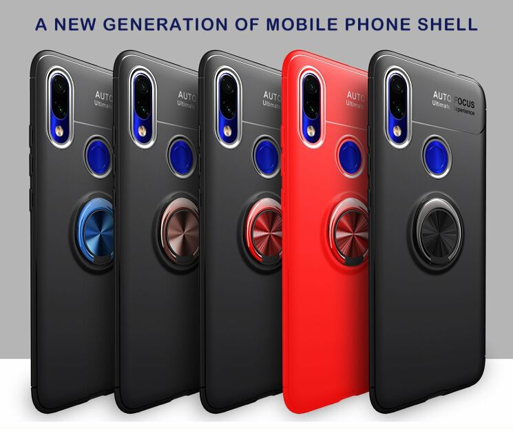 Чехол с магнитным кольцом UniCase Magnetic Ring для Xiaomi Redmi 7 - Black / Red: фото 3 из 14