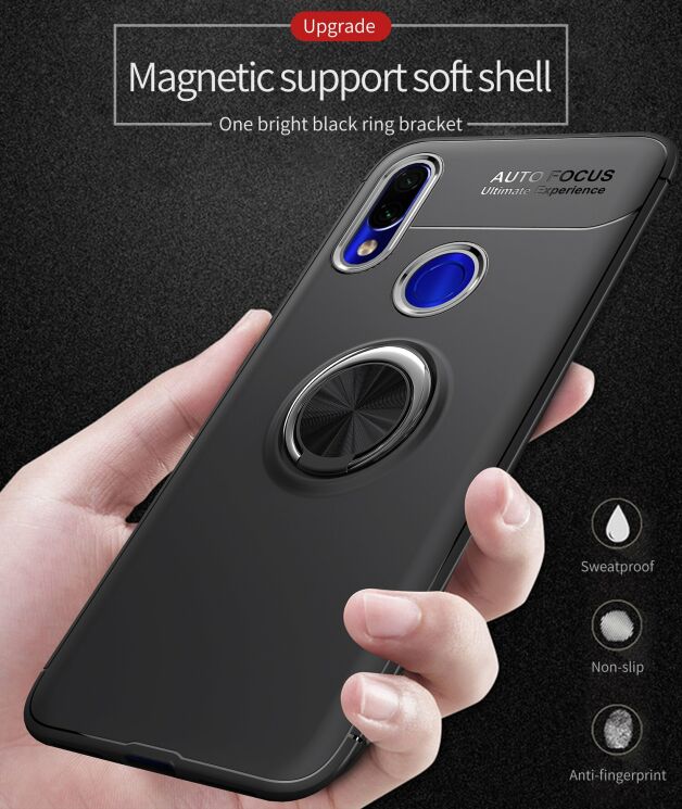 Чехол с магнитным кольцом UniCase Magnetic Ring для Xiaomi Redmi 7 - Black / Red: фото 5 из 14