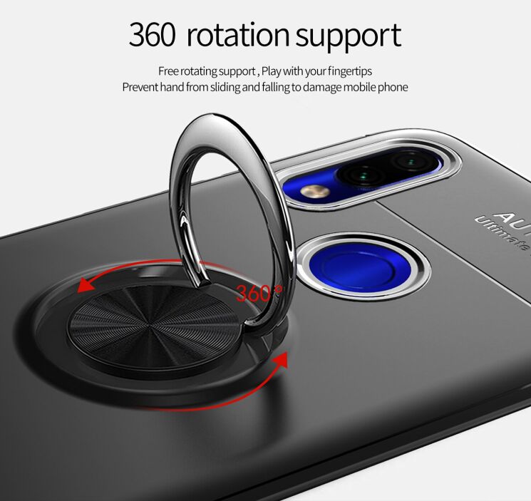 Чехол с магнитным кольцом UniCase Magnetic Ring для Xiaomi Redmi 7 - Black / Red: фото 9 из 14