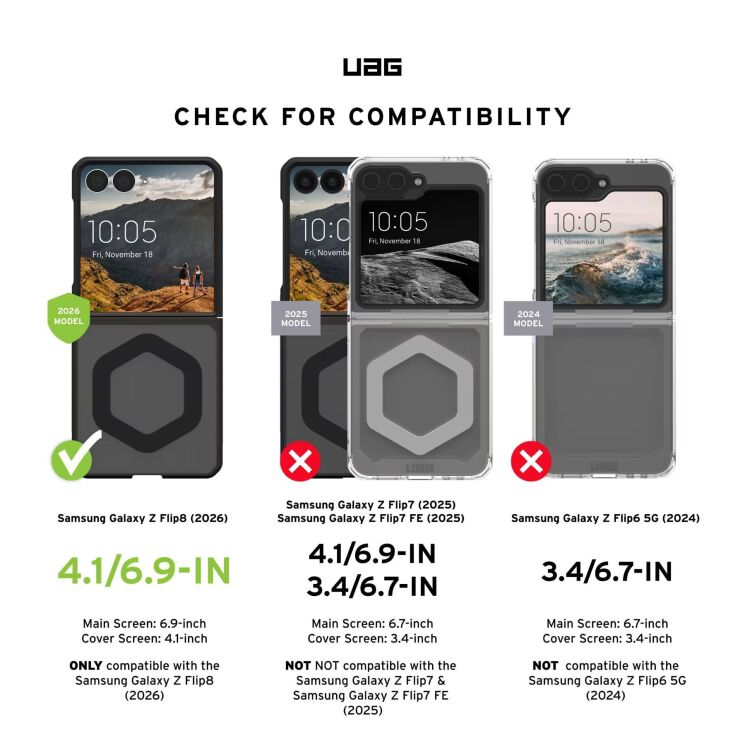 Защитный чехол URBAN ARMOR GEAR Mouve для Samsung Galaxy Flip 8 (214561113131) - Ash: фото 7 из 13